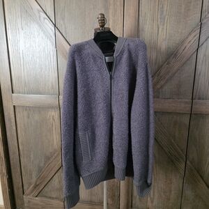 Vince Men's Heather Gray Zip-Up Sweater